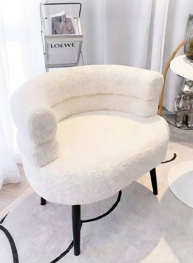 Jourvent Bouclé Fabric Vanity Chair- A stylish and modern dressing chair with a padded, soft seat and wide, sturdy legs, in white. (Extra Large) - Image 1